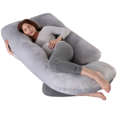 J-Shaped Pregnancy Pillow | Full Body Support Maternity Pillow with Velvet Cover
