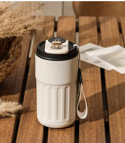 Digital Thermal Bottle Coffee Mug Stainless Steel Water Bottle In-Car Insulated Cup Keep Cold Vacuum Flasks 450ml