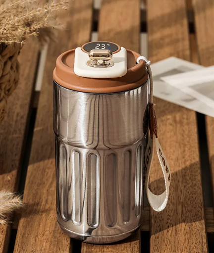Digital Thermal Bottle Coffee Mug Stainless Steel Water Bottle In-Car Insulated Cup Keep Cold Vacuum Flasks 450ml