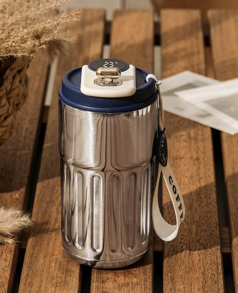 Digital Thermal Bottle Coffee Mug Stainless Steel Water Bottle In-Car Insulated Cup Keep Cold Vacuum Flasks 450ml